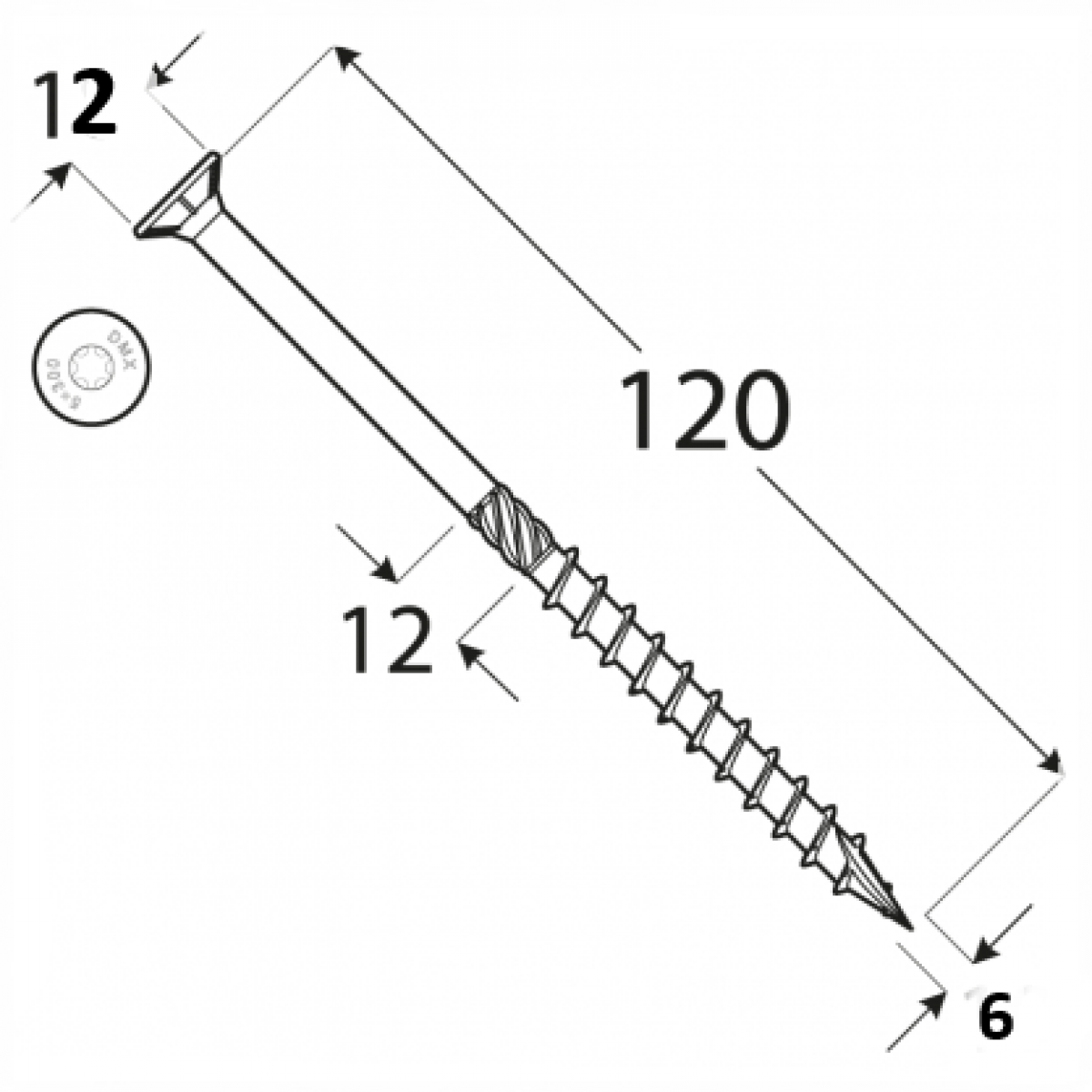 Саморез для террасной доски CS 6×120 8шт/пачка