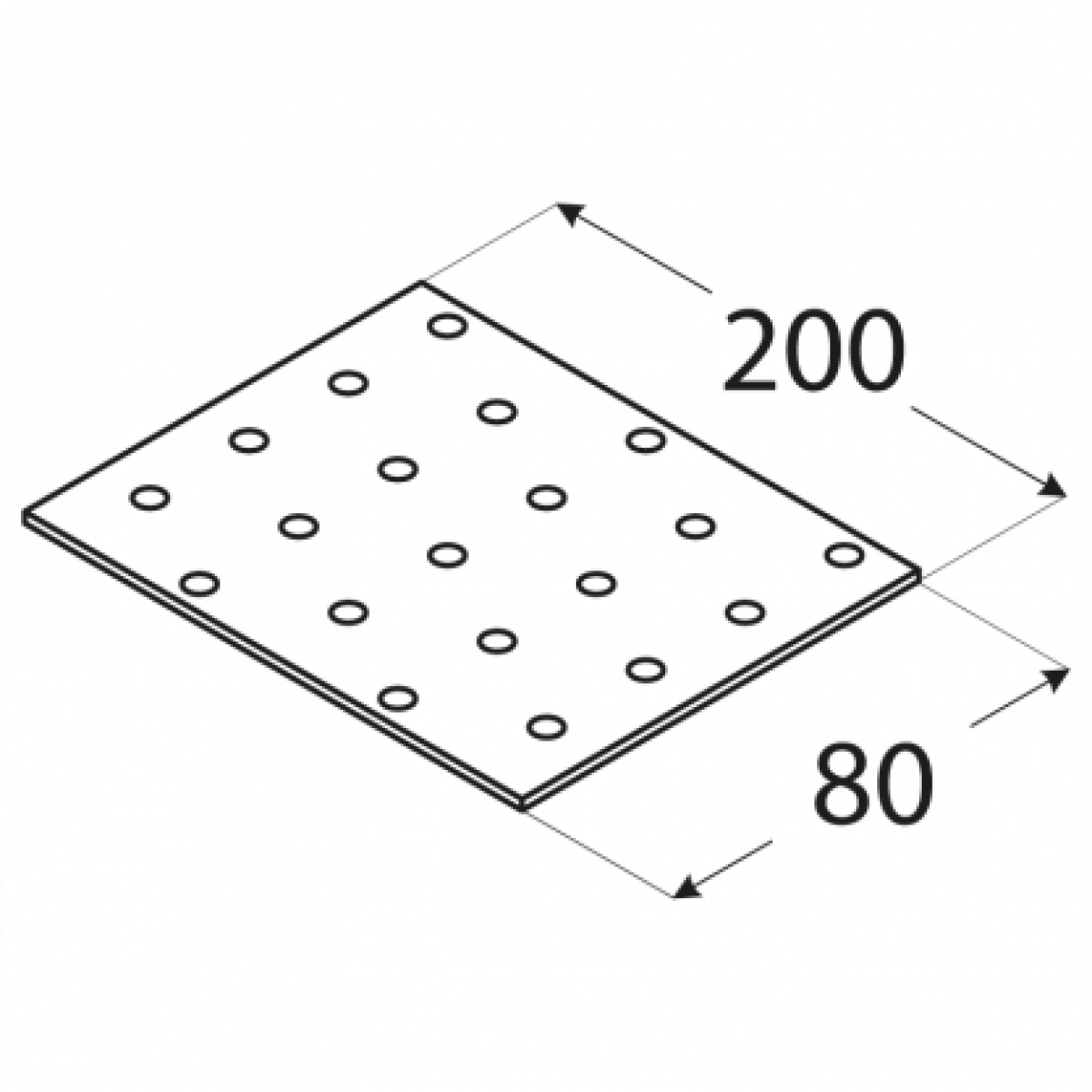 Heavy Duty Straight Perforated Flat Bracket,  Join Plate Mendin Nail Plate bracket PP1 80x40x2,0 mm