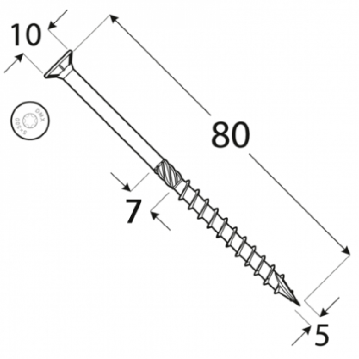 Шуруп по дереву CS 5x80 TX25 Zn (200 шт./упак) DOMAX