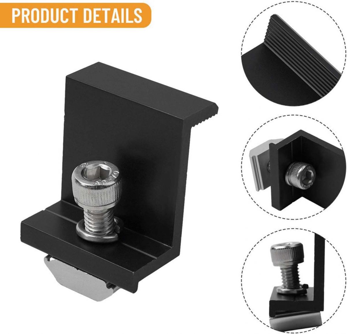 Pack of 4 Solar Panel Bracket End Clamp Kit, 40 mm