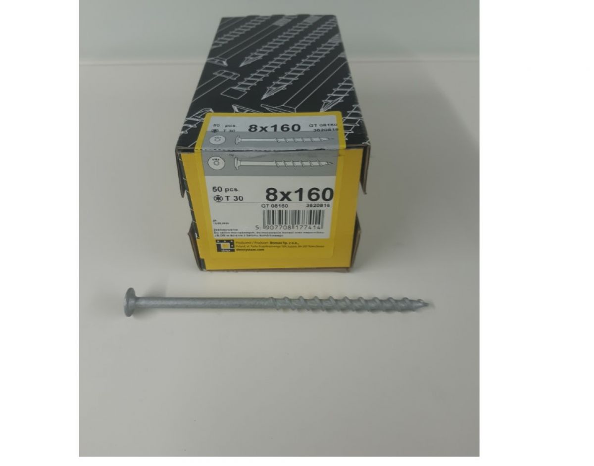 Aerated concrete screw with wafer head 8x160 (50pcs/pack)