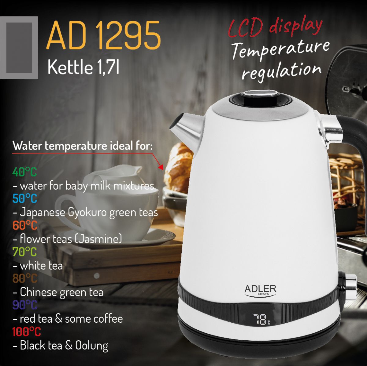Adler AD 1295w SS Veekeetja 1,7L