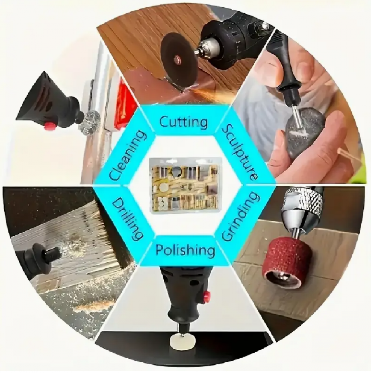 147 pcs. Set of grinding attachments for cutting and polishing