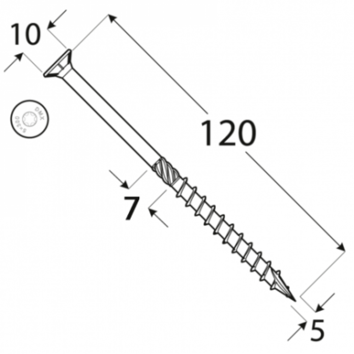 Шуруп по дереву CS 5x120 TX25 Zn (100 шт.упак) DOMAX
