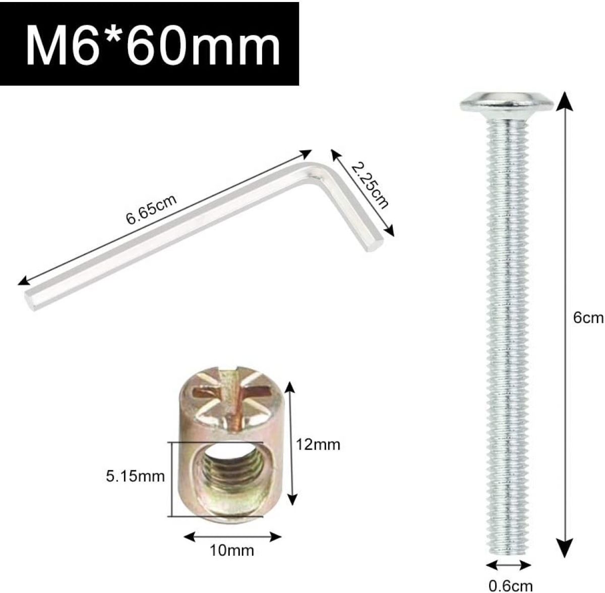 Hexagonal screw nut kit 10 pieces 
