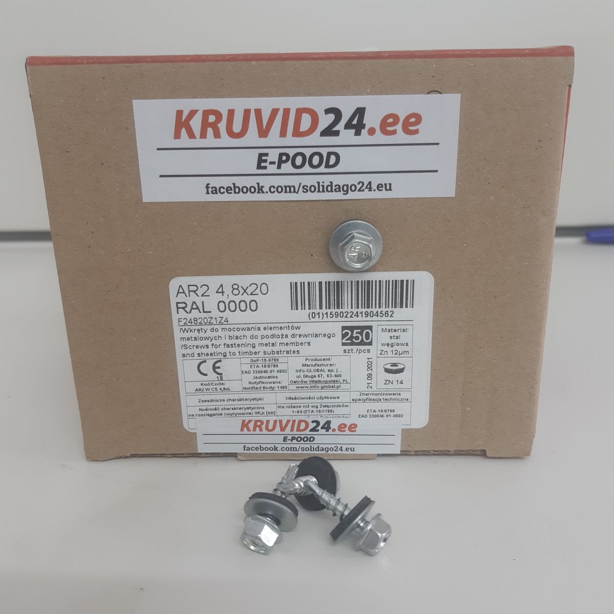 Farmer self - drilling screws for wood construction AR2 4.8x20mm Zn, 250pcs/pack