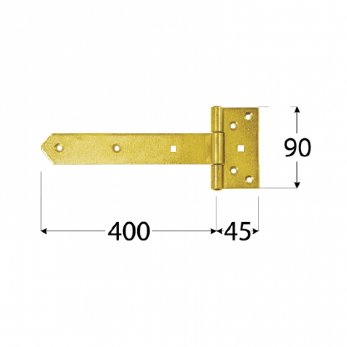 Gate Hinge ZB400 400x45x90x3,0 mm, Zn Yellow