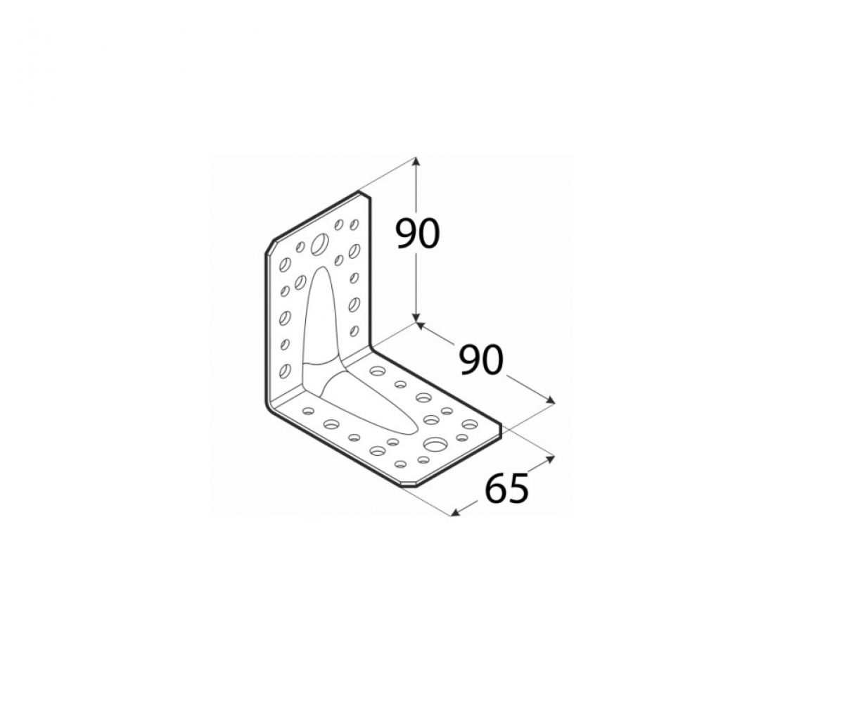 KP1 - Reinforced angle bracket 90x90x65x2,5 mm