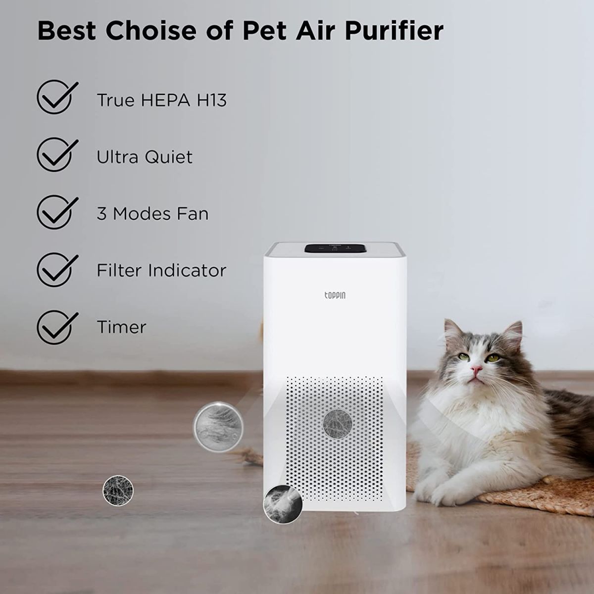 TOPPIN Air Purifier with H13 HEPA Filter TPAP001