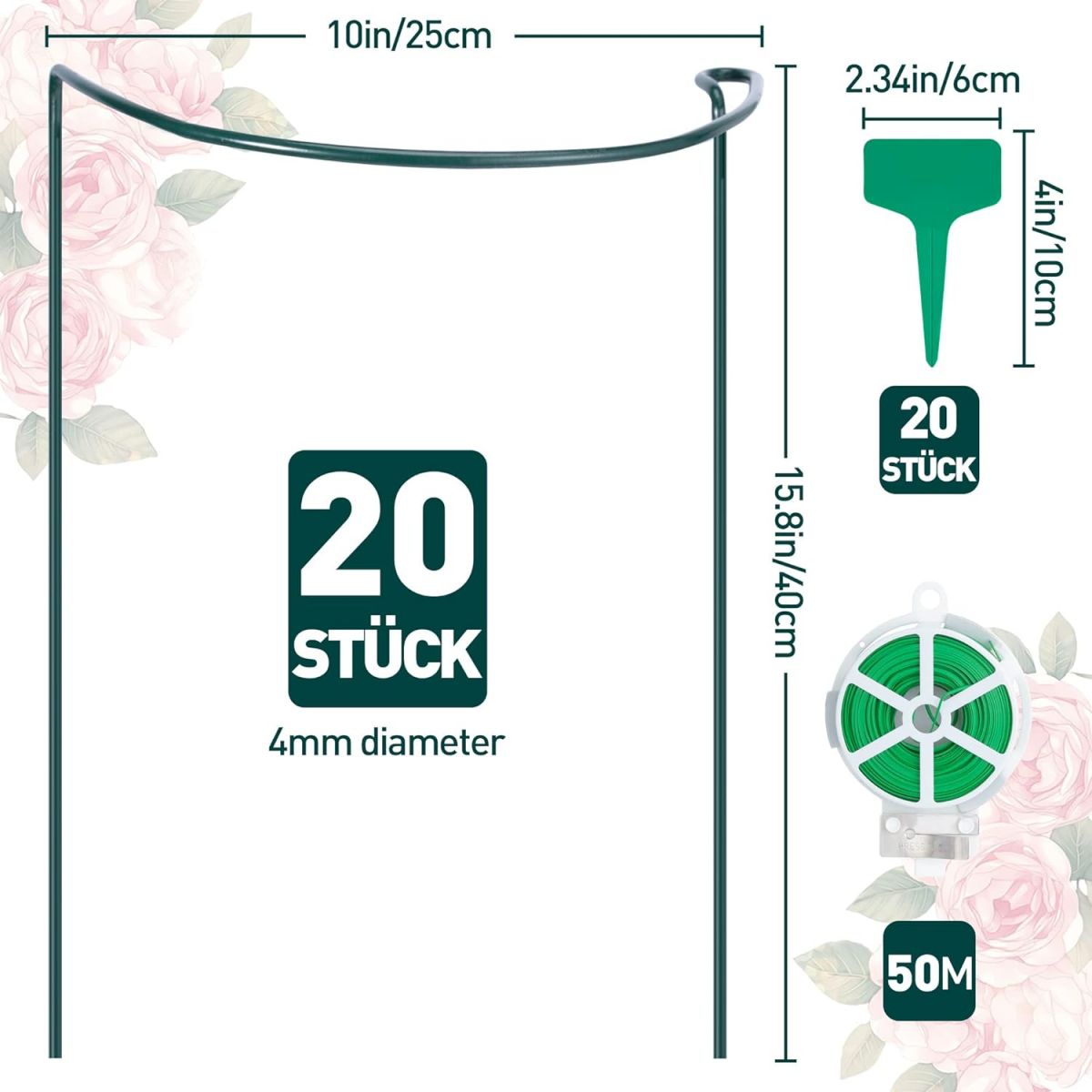 ThxToms Pack of 20 4 mm Round Plant Support