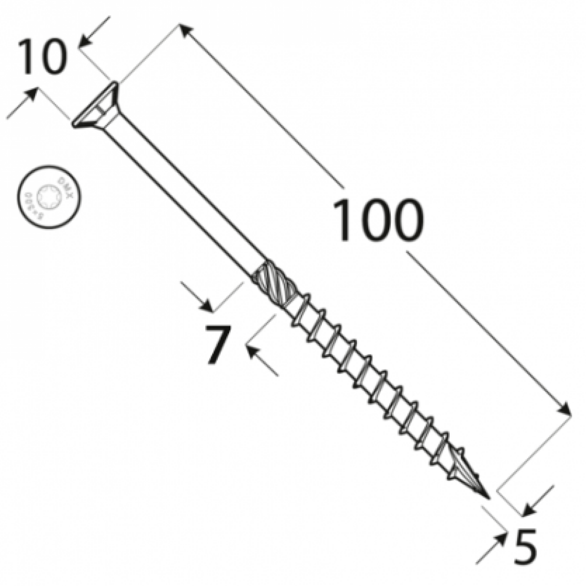 construction screw with flat head CS 5×100 100 tk/pakk TORX T25