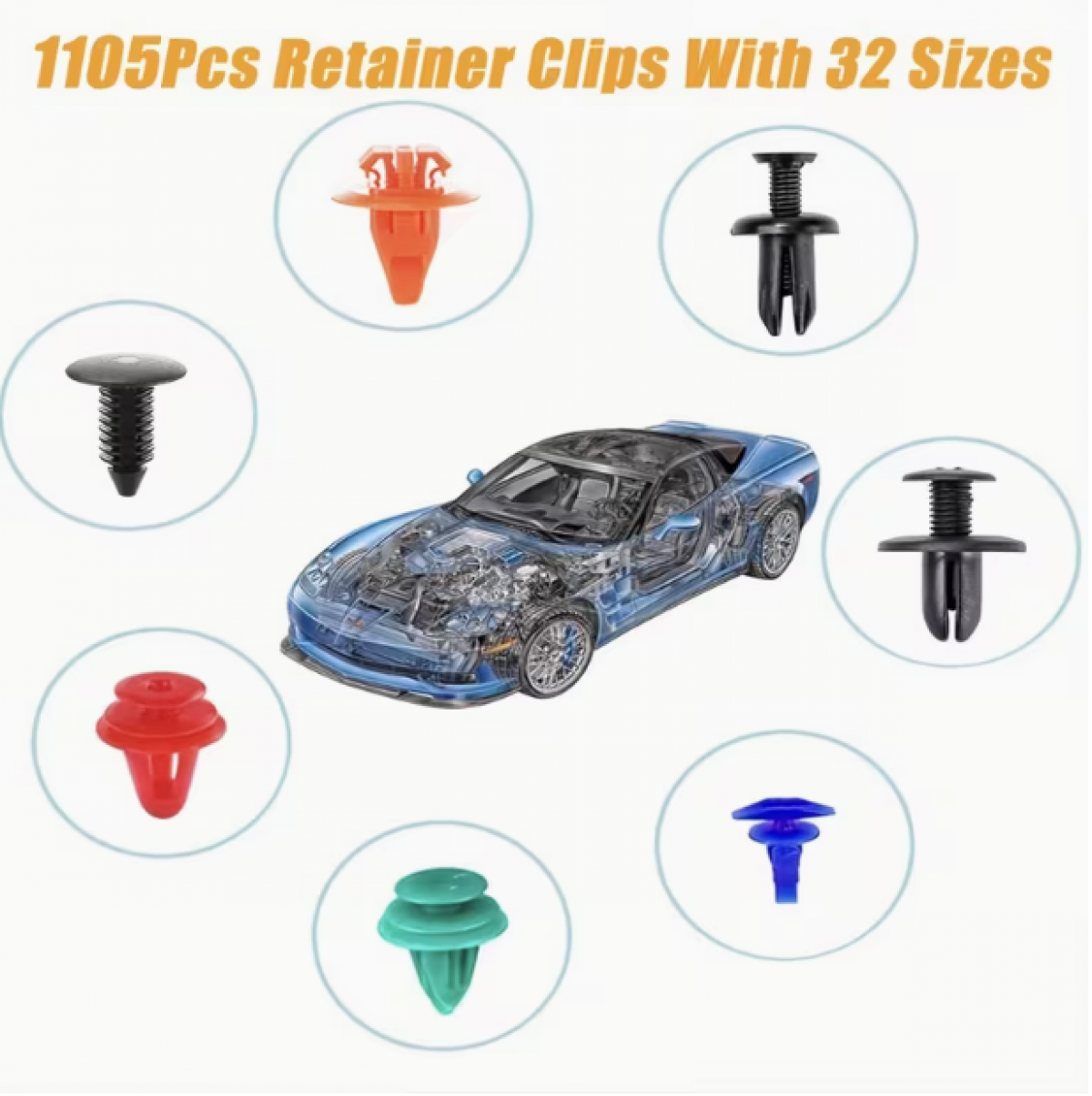 Набор автомобильных фиксаторов 1565 шт. (36 размеров)