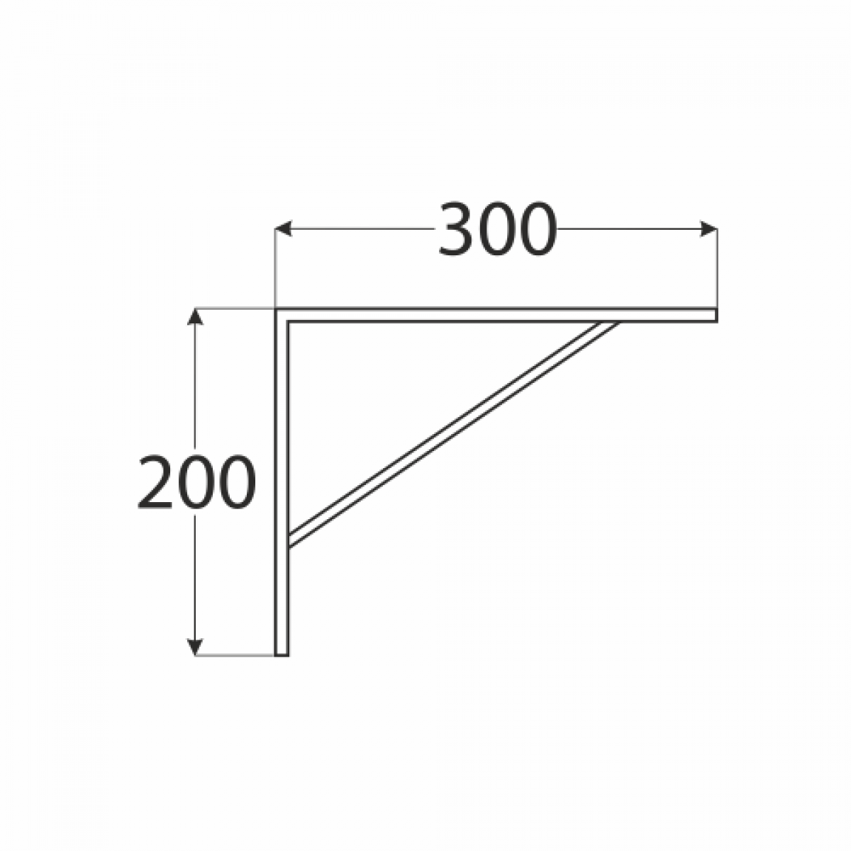 Усиленный стальной кронштейн WSWP300C 300x200x4,0 мм Черный DOMAX