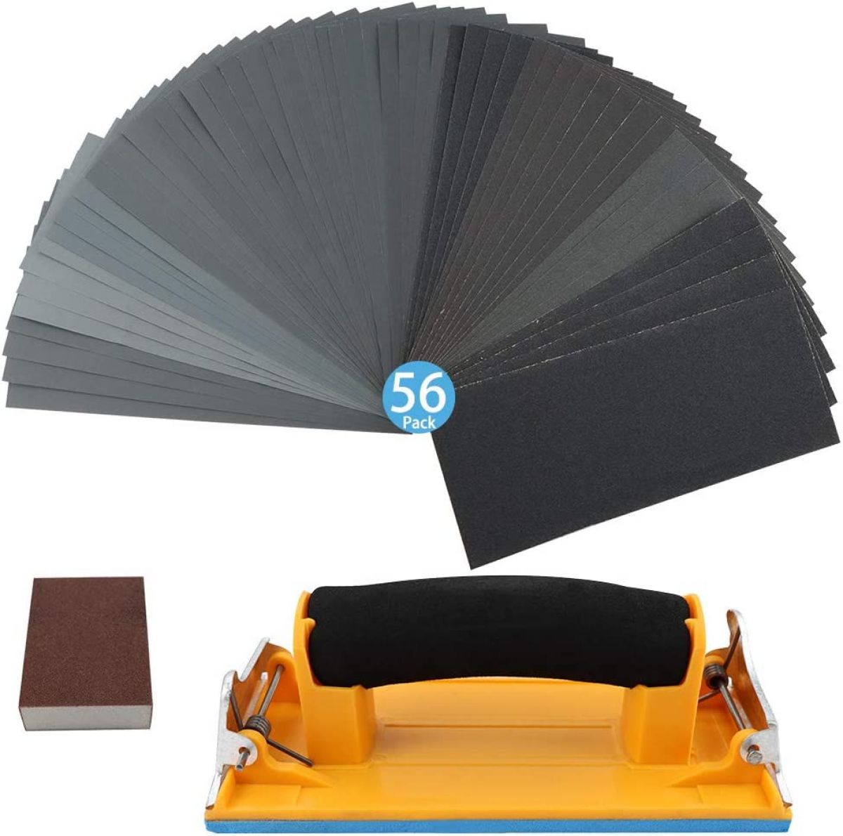 Sandpaper holder + Sanding sponge + sandpaper 56 pcs