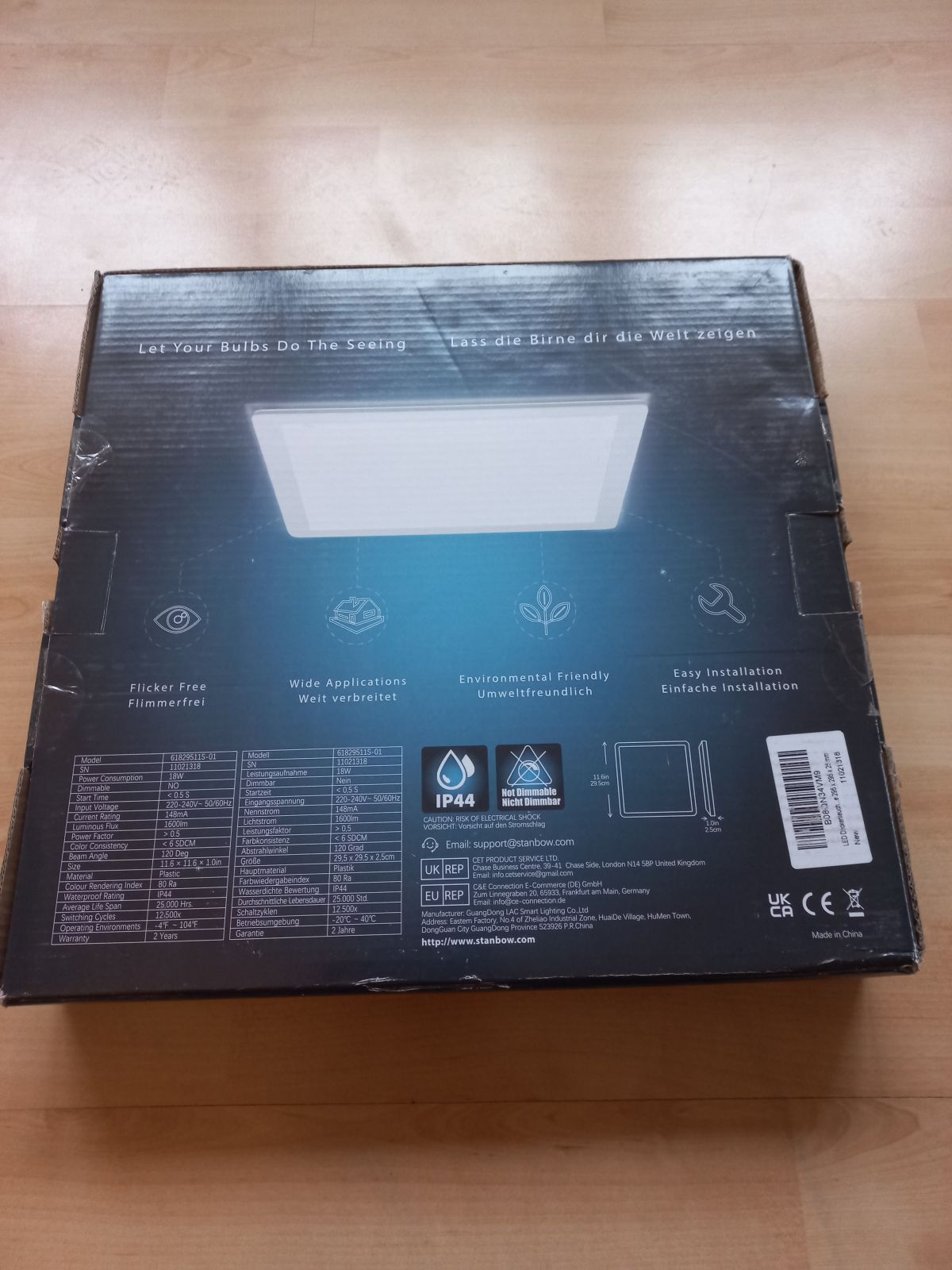 Ceiling lamps STANBOW (295 x 295 x 25 mm), 18 W, LED, IP44
