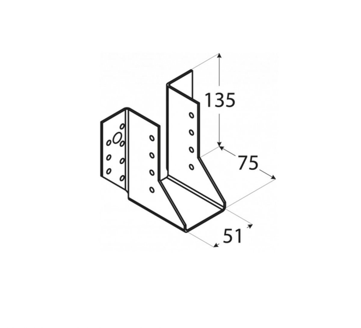 Крепление балки WB11 51x135x75x2,0 мм DOMAX