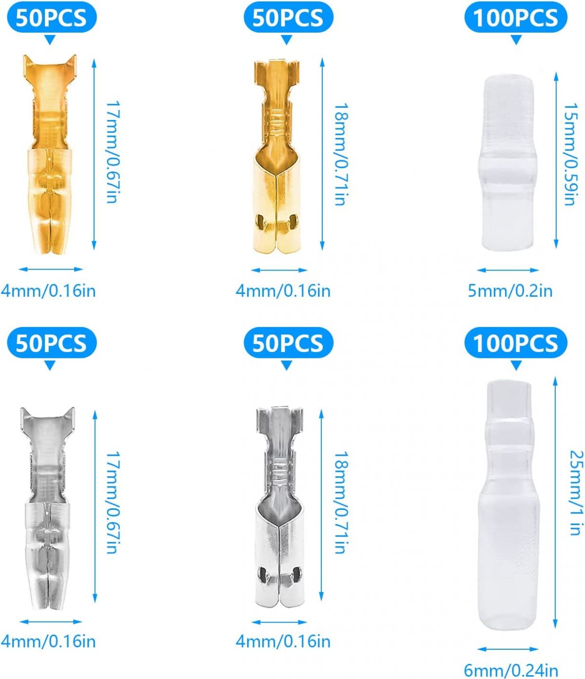 Set of round connectors for wires