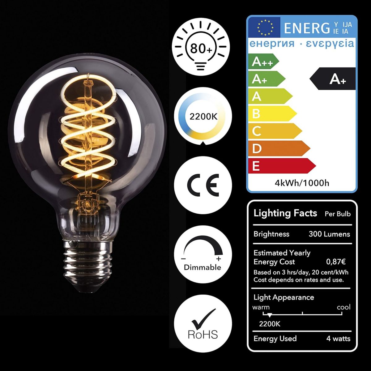 Светодиодная лампочка E27, 3 шт., 5W, 230V