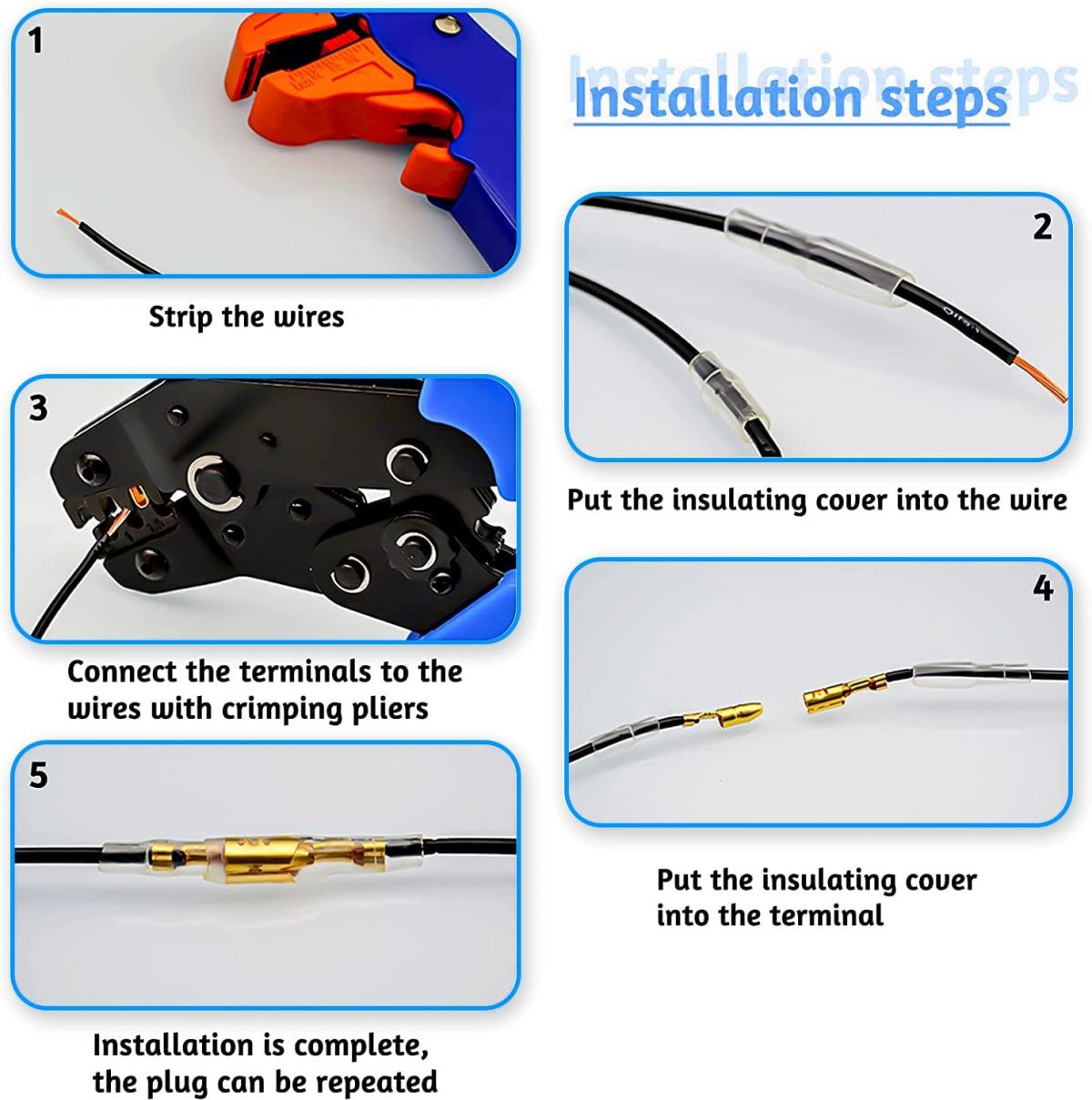 Set of round connectors for wires