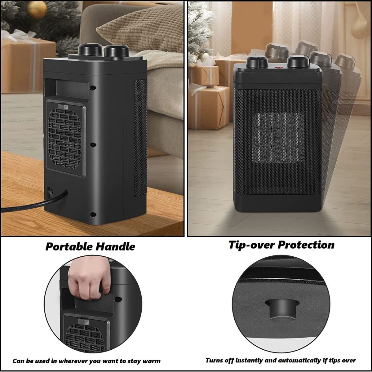 Portable Electric Space Heater with Thermostat 1500 W