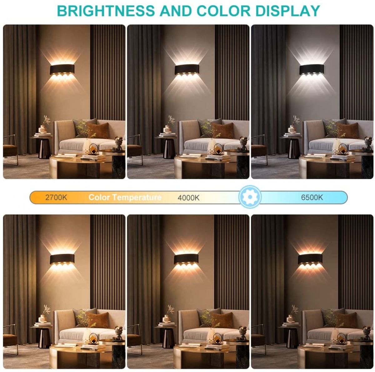 Smart LED wall light, 8 W (black)