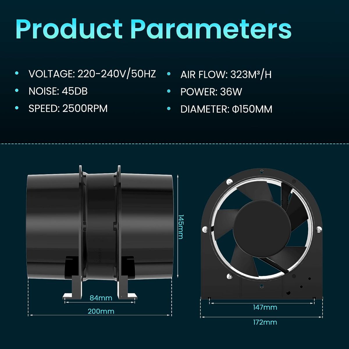 Pipe fan HG Power 150 mm