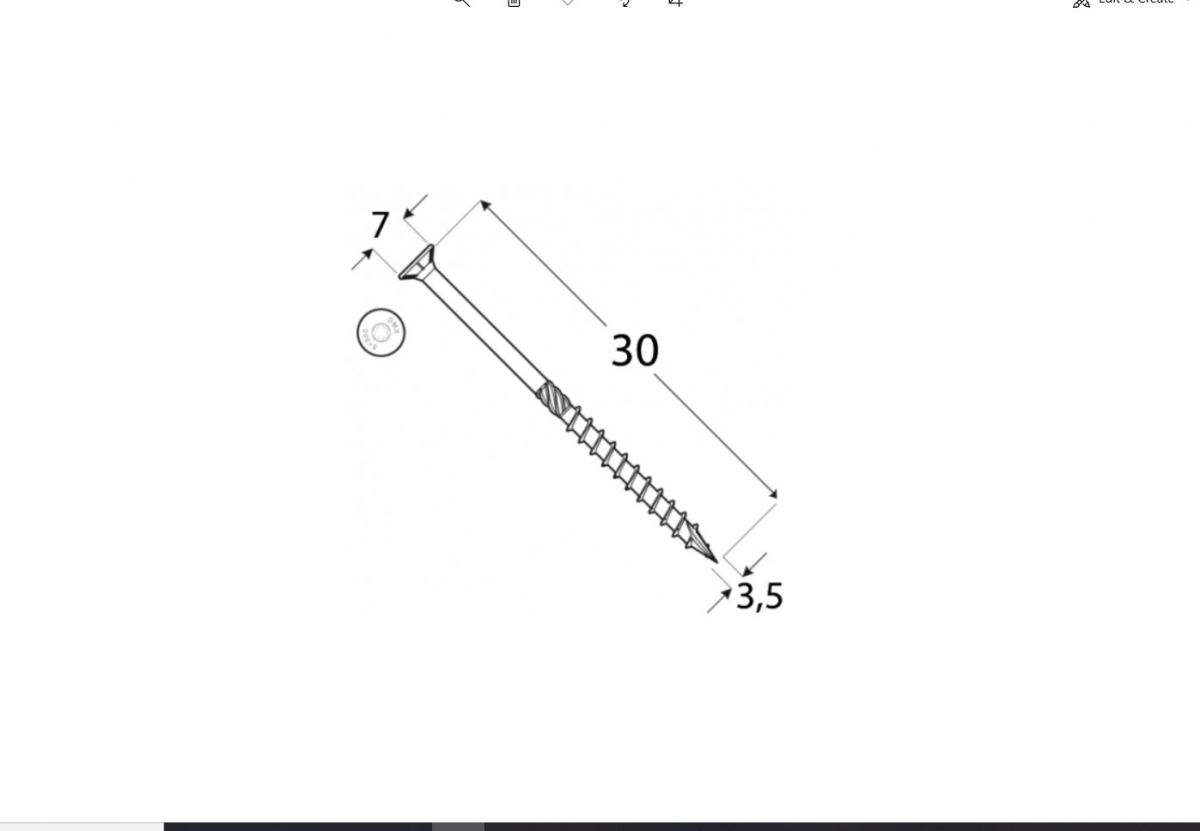 CS construction screw with flat head