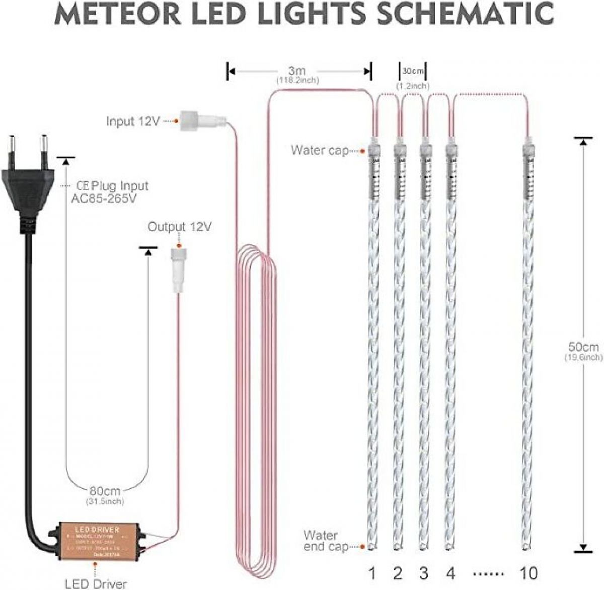 Christmas decorations LED 10 tubes