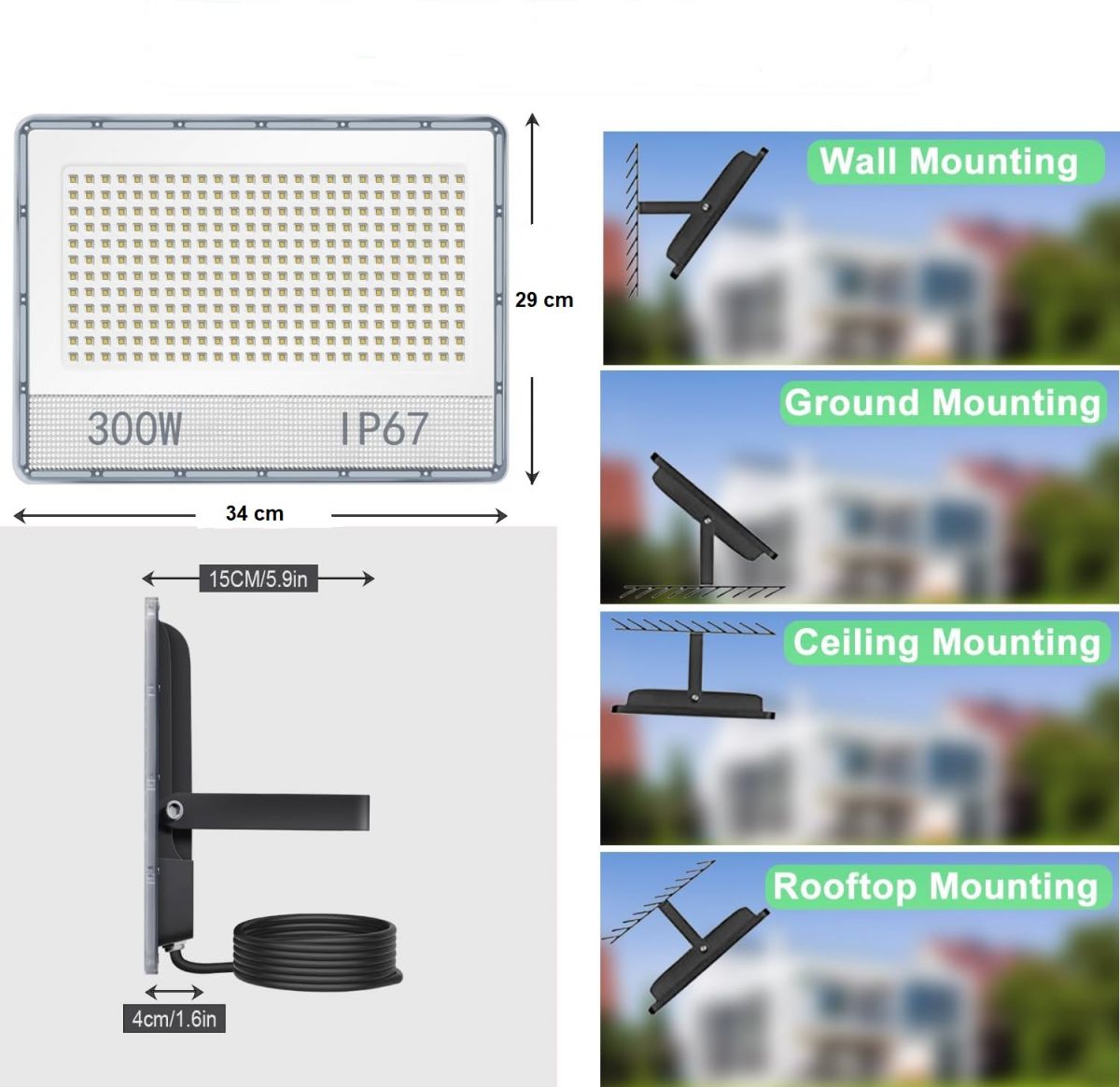 LED spotlight 300 W (New)