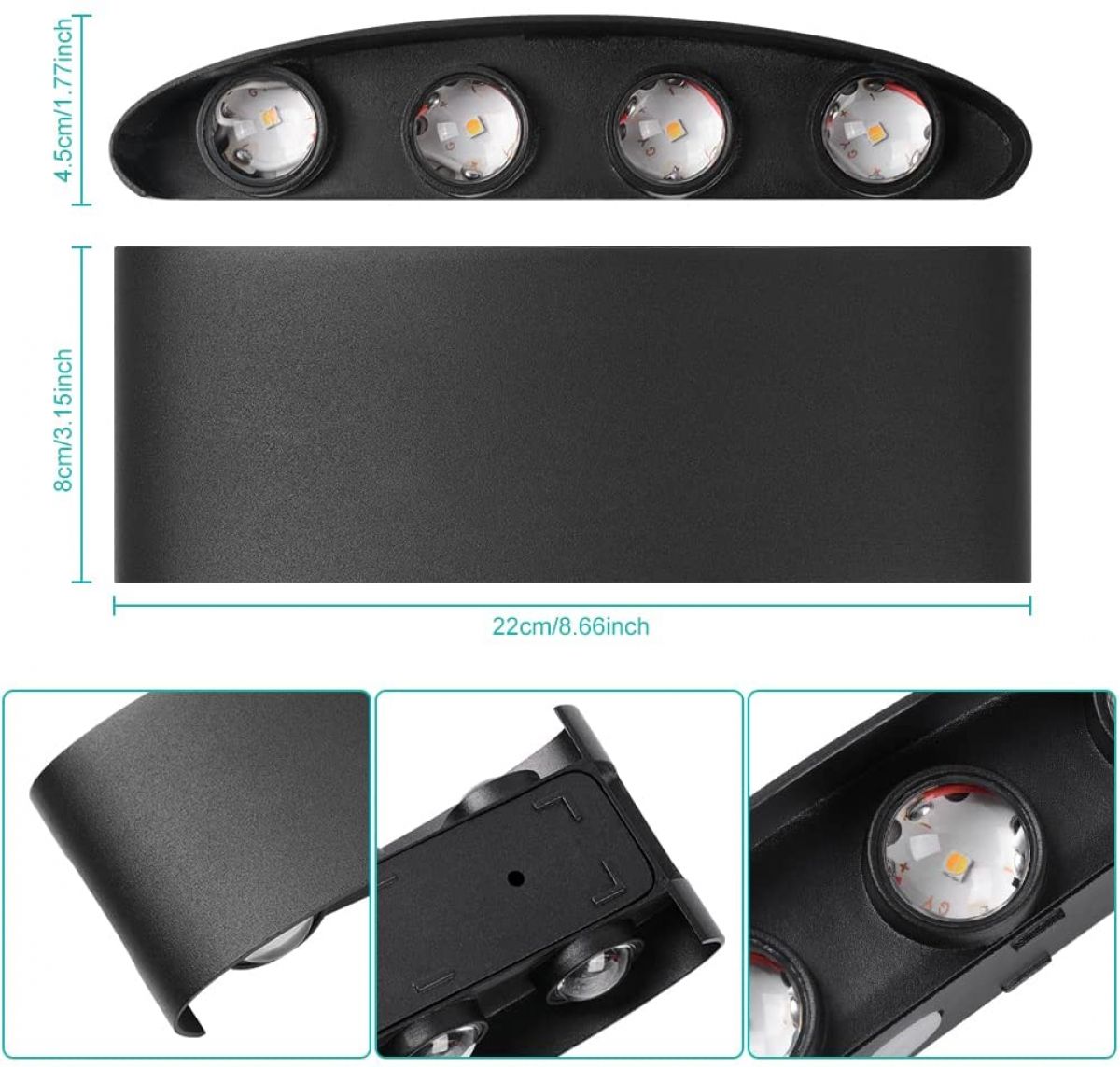 Smart LED wall light, 8 W (black)