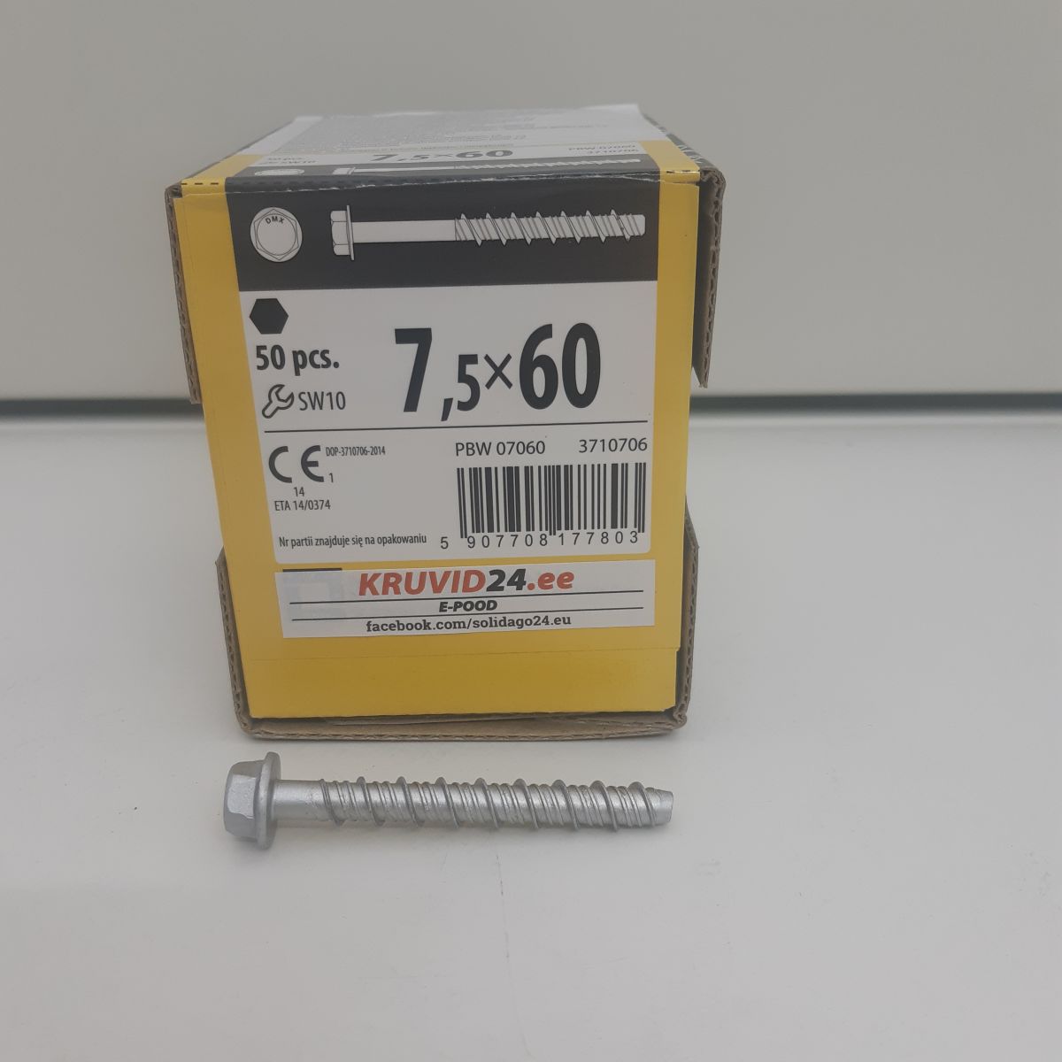 Concrete screw 7,5 x 60 50 pcs/pack Domax