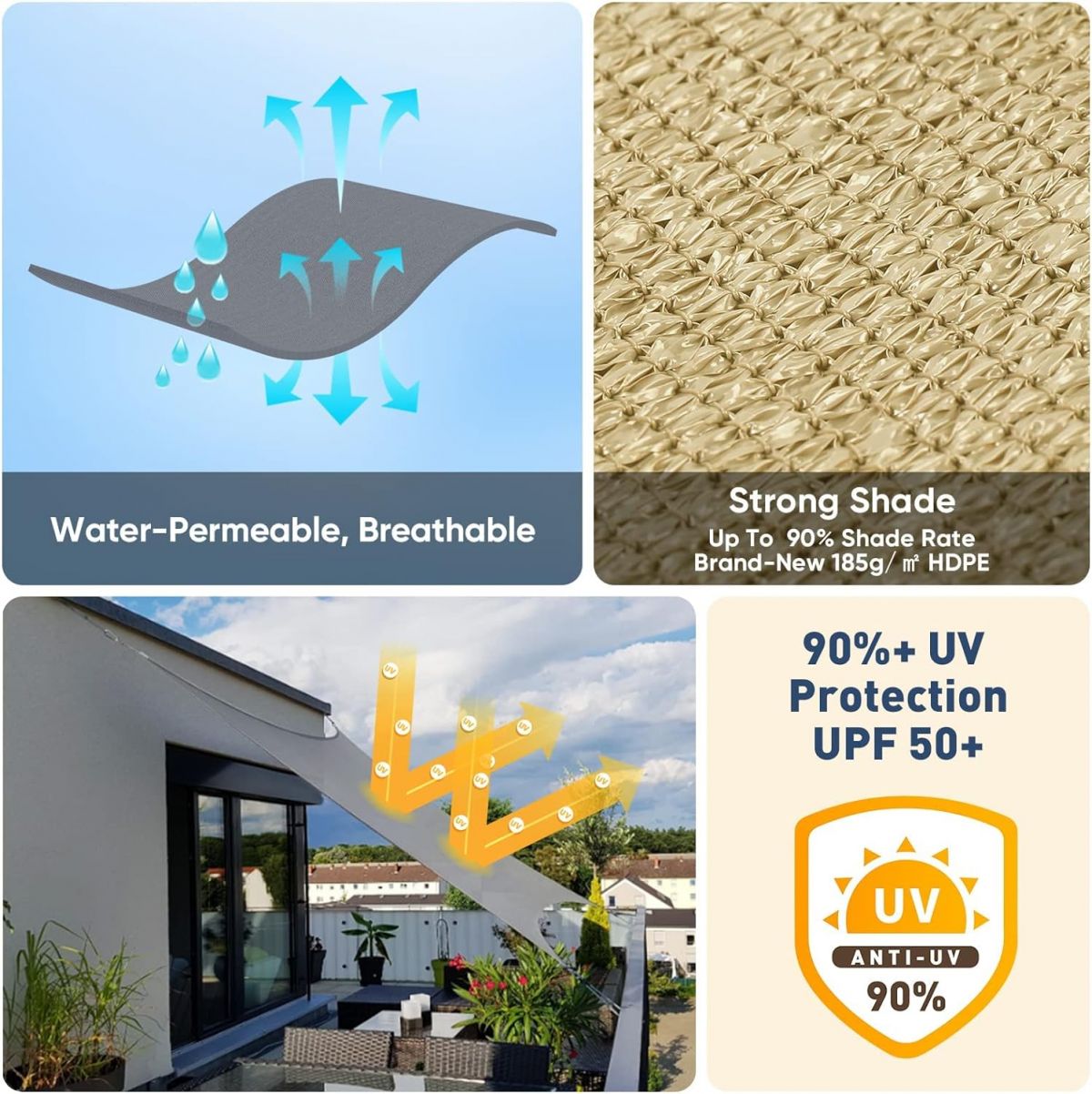 Sun visor Sekey 4×5 m, sand color