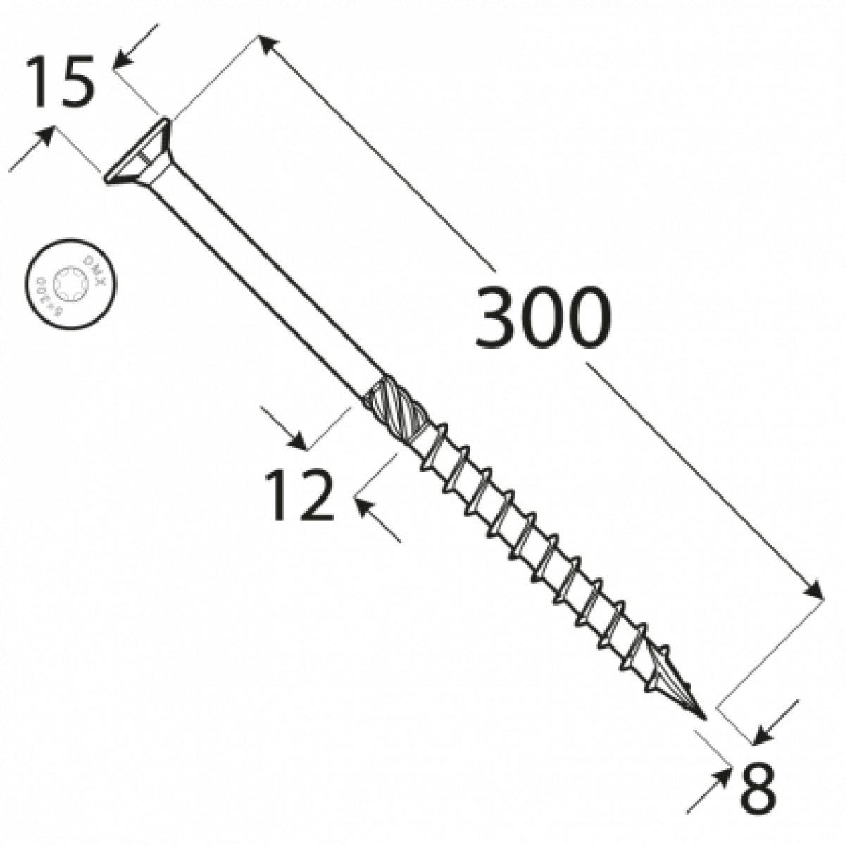 Puidukruvid CS 8×300 50 tk/pakk TORX T40