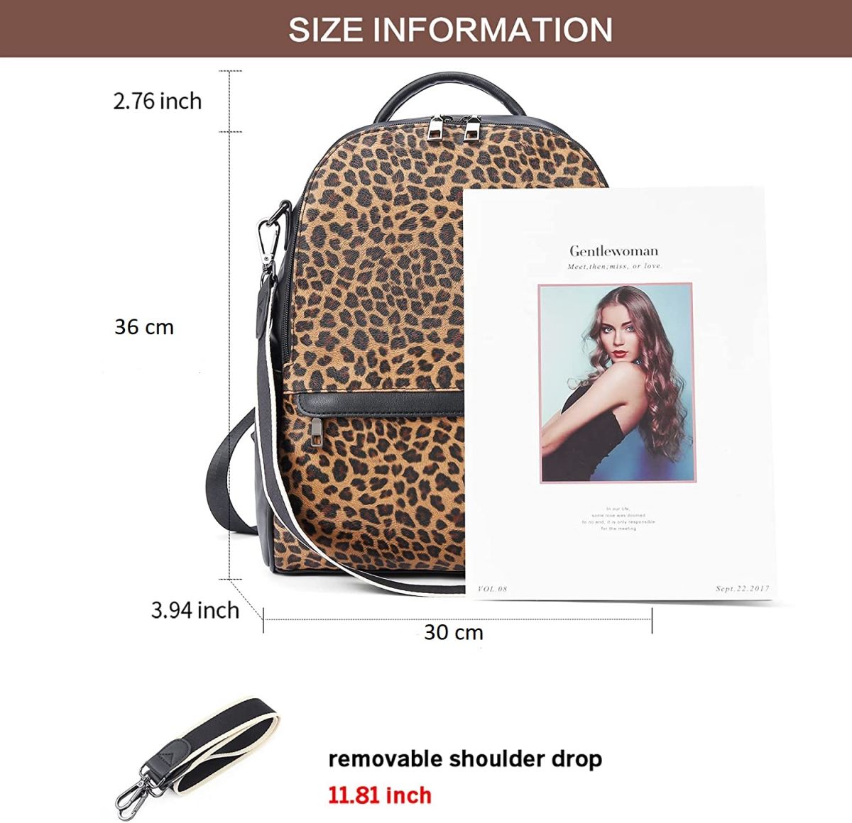 Backpack for women girls, leopard