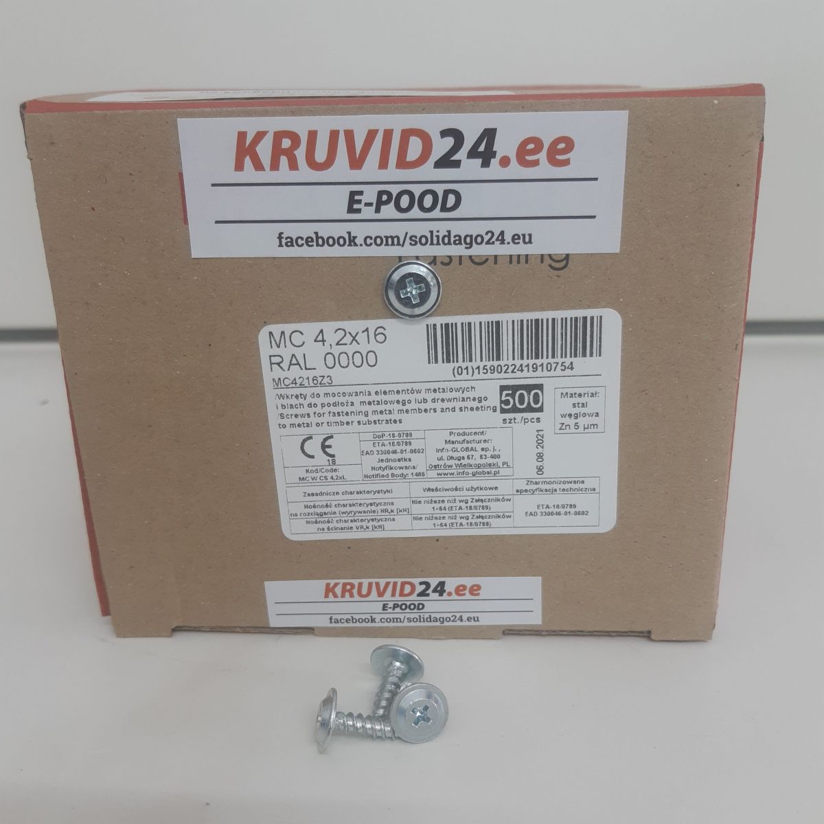 MC Self-drilling screws 4,2×16 500pcs/pack 9.99 €
