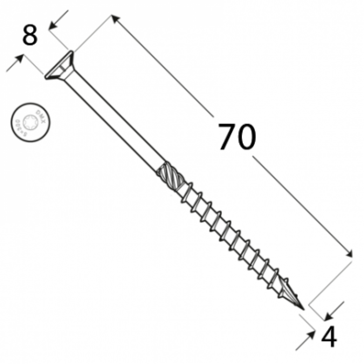 construction screw with flat head 4x70 200pcs/pack