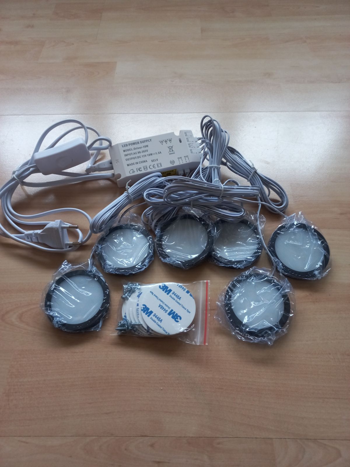 LED освещение, Набор из 6 светильников, 15 W