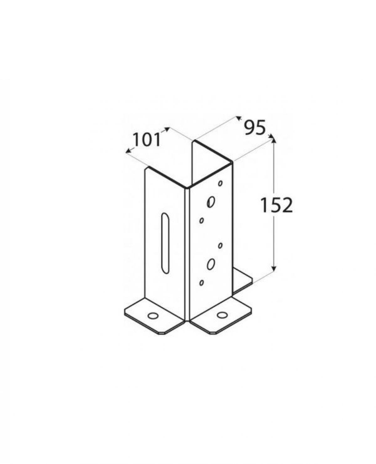 Открытая опора для бруса PSP100 DX 101x154x2,0 мм DOMAX