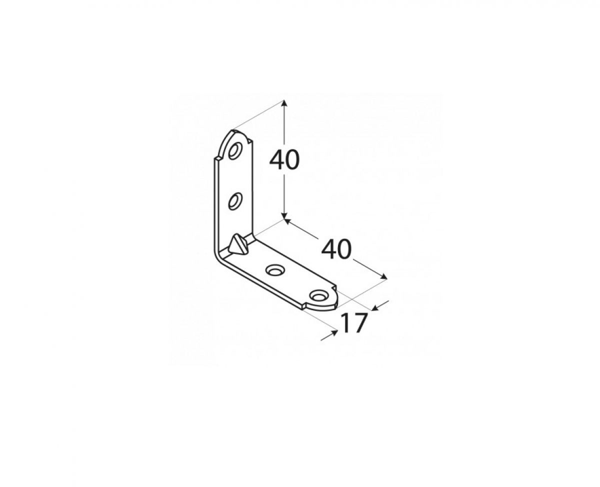 Narrow angle bracket 40x40x17x1,5 mm