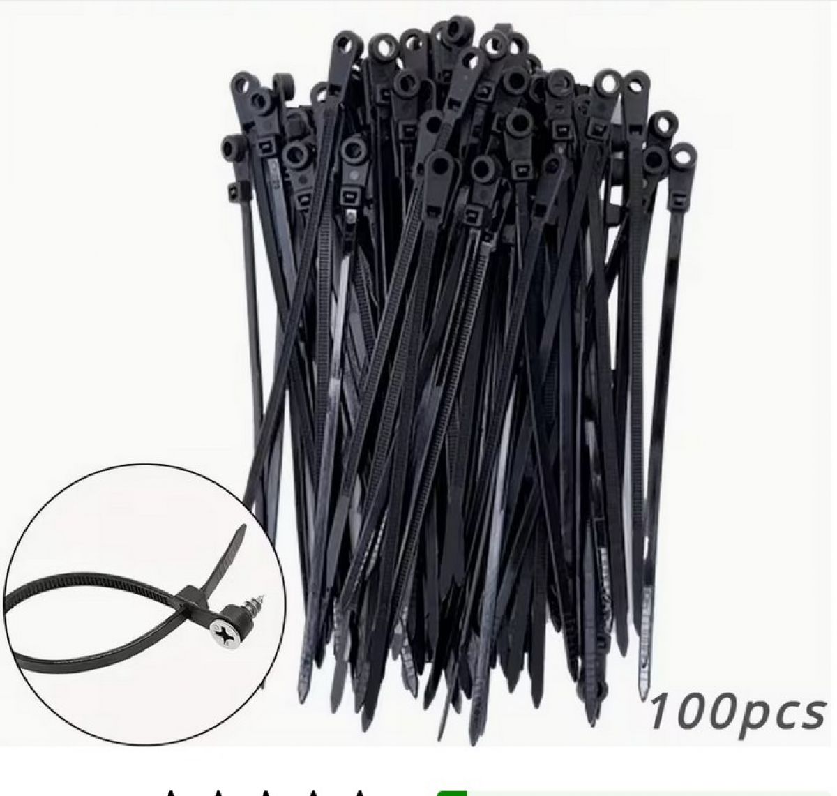 Набор нейлоновых зажимов (стяжек) — 100шт., чёрные