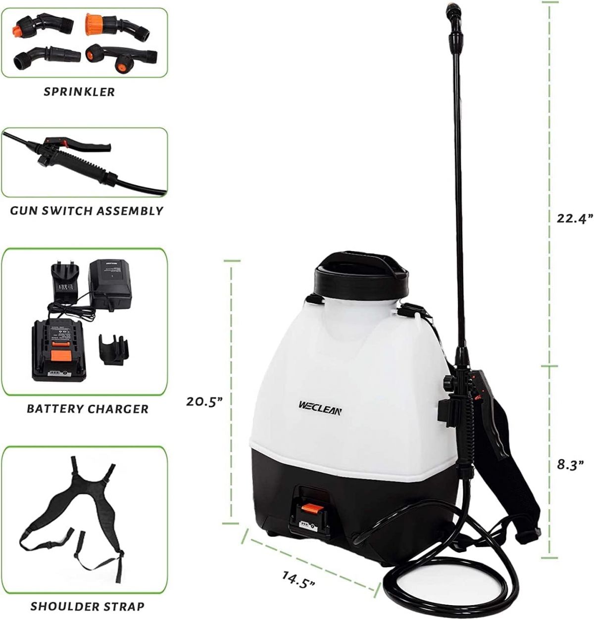 Battery garden sprayer WECLEAN 15l, backpack