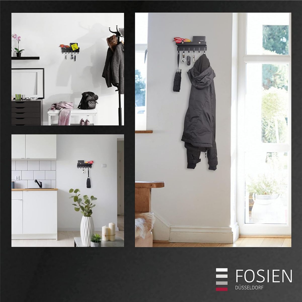Key hanger with shelf FOSIEN, white
