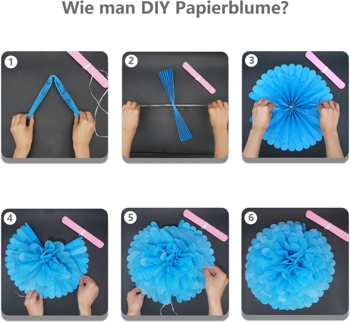 DIY paper flower 16pcs. (white, purple, cherry)